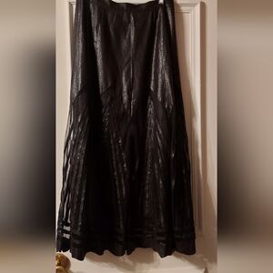 Black Metallic Sheer Layered Maxi Skirt – Dramatic Gothic Chic Statement Piece